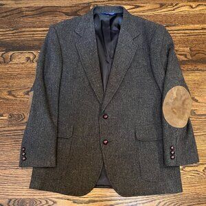 Vintage Pendleton Wool Blazer Jacket with Elbow Patches​ Size 42 black brown